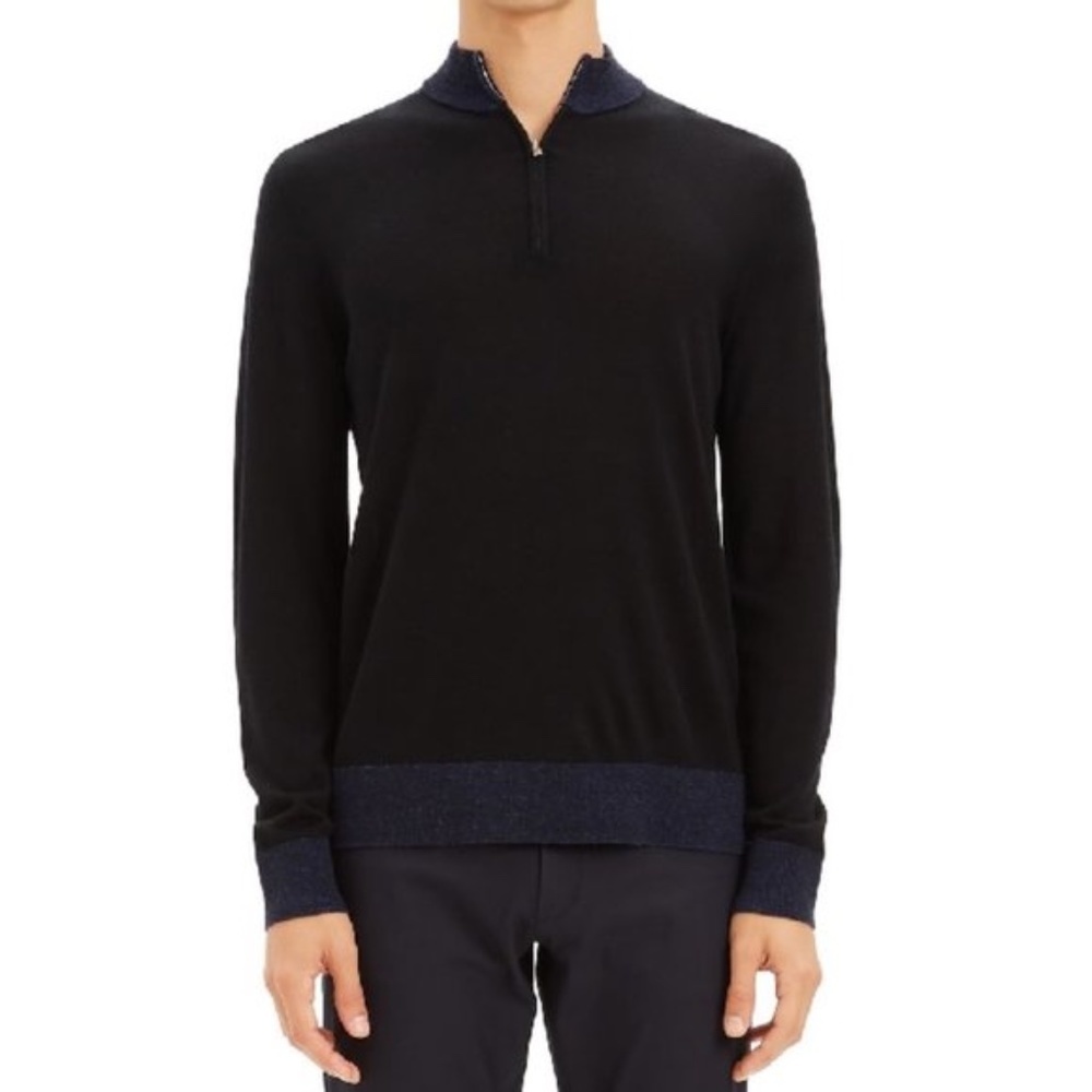 THEORY Rothley Color-block Quarter-zip Sweater